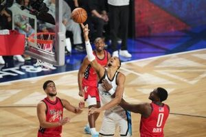 Scottie Barnes’ OT 3-pointer sends Stars past World in the first clash at the NBA All-Star Game image